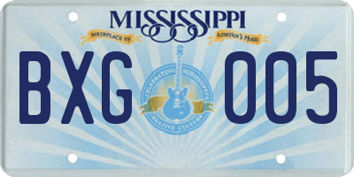 MS license plate BXG005