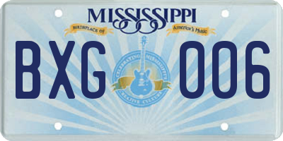 MS license plate BXG006