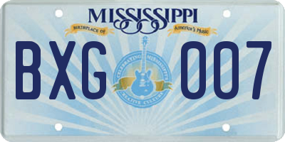 MS license plate BXG007