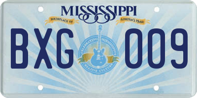 MS license plate BXG009