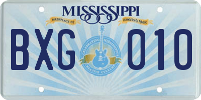 MS license plate BXG010