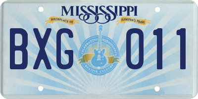 MS license plate BXG011
