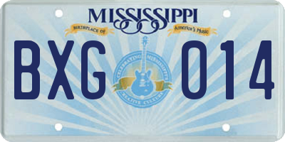 MS license plate BXG014