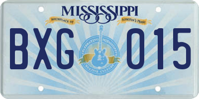 MS license plate BXG015