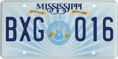 MS license plate BXG016
