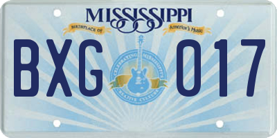 MS license plate BXG017