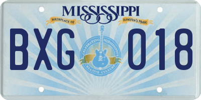 MS license plate BXG018
