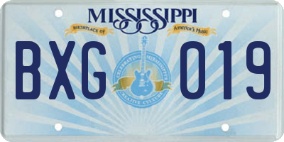 MS license plate BXG019