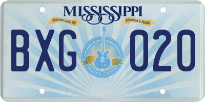 MS license plate BXG020