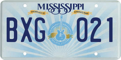 MS license plate BXG021