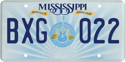 MS license plate BXG022