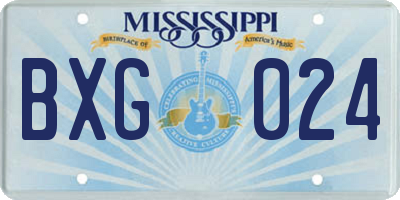 MS license plate BXG024