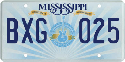 MS license plate BXG025