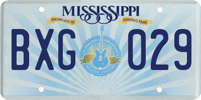 MS license plate BXG029