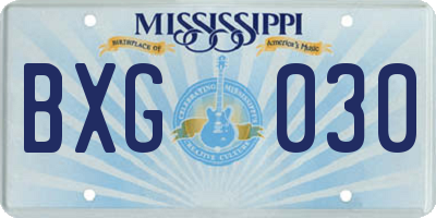 MS license plate BXG030
