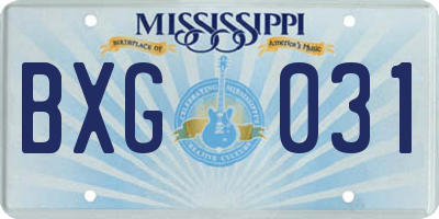 MS license plate BXG031