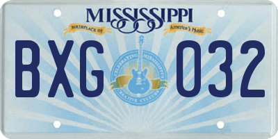 MS license plate BXG032