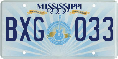 MS license plate BXG033
