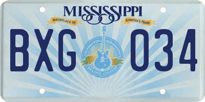 MS license plate BXG034