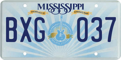 MS license plate BXG037