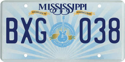 MS license plate BXG038