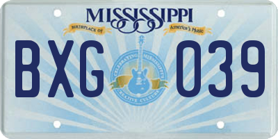 MS license plate BXG039