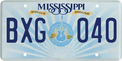 MS license plate BXG040