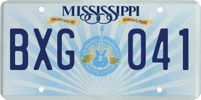 MS license plate BXG041