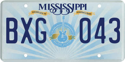 MS license plate BXG043