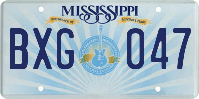 MS license plate BXG047