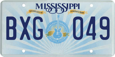 MS license plate BXG049