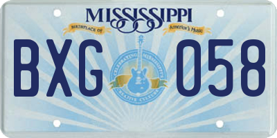 MS license plate BXG058