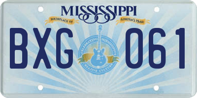 MS license plate BXG061