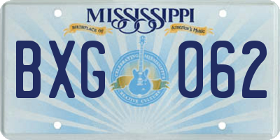 MS license plate BXG062