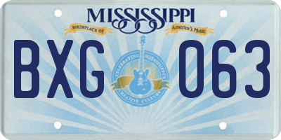 MS license plate BXG063