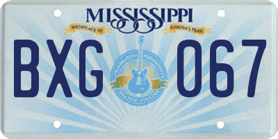 MS license plate BXG067