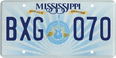 MS license plate BXG070