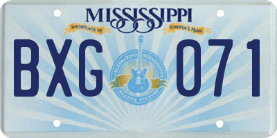 MS license plate BXG071