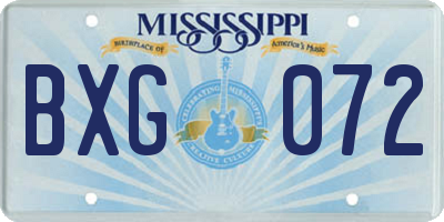 MS license plate BXG072