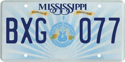 MS license plate BXG077