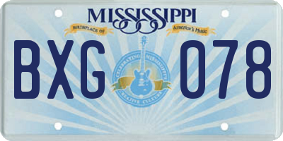 MS license plate BXG078