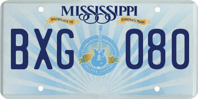 MS license plate BXG080