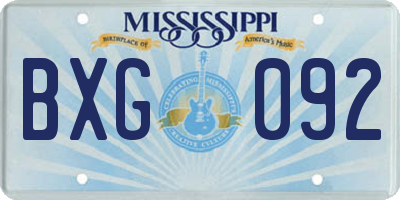 MS license plate BXG092