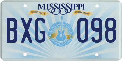 MS license plate BXG098