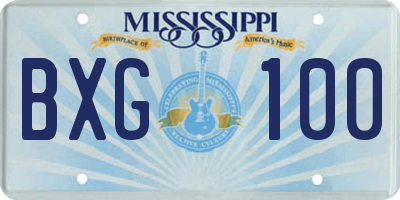 MS license plate BXG100
