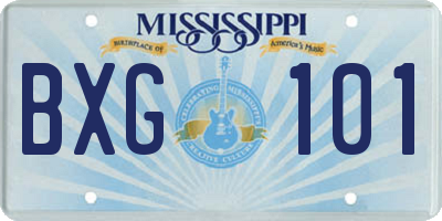 MS license plate BXG101