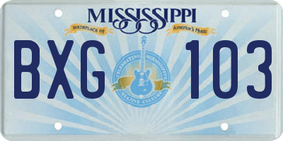 MS license plate BXG103