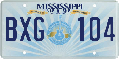 MS license plate BXG104