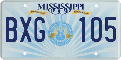 MS license plate BXG105