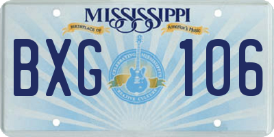 MS license plate BXG106